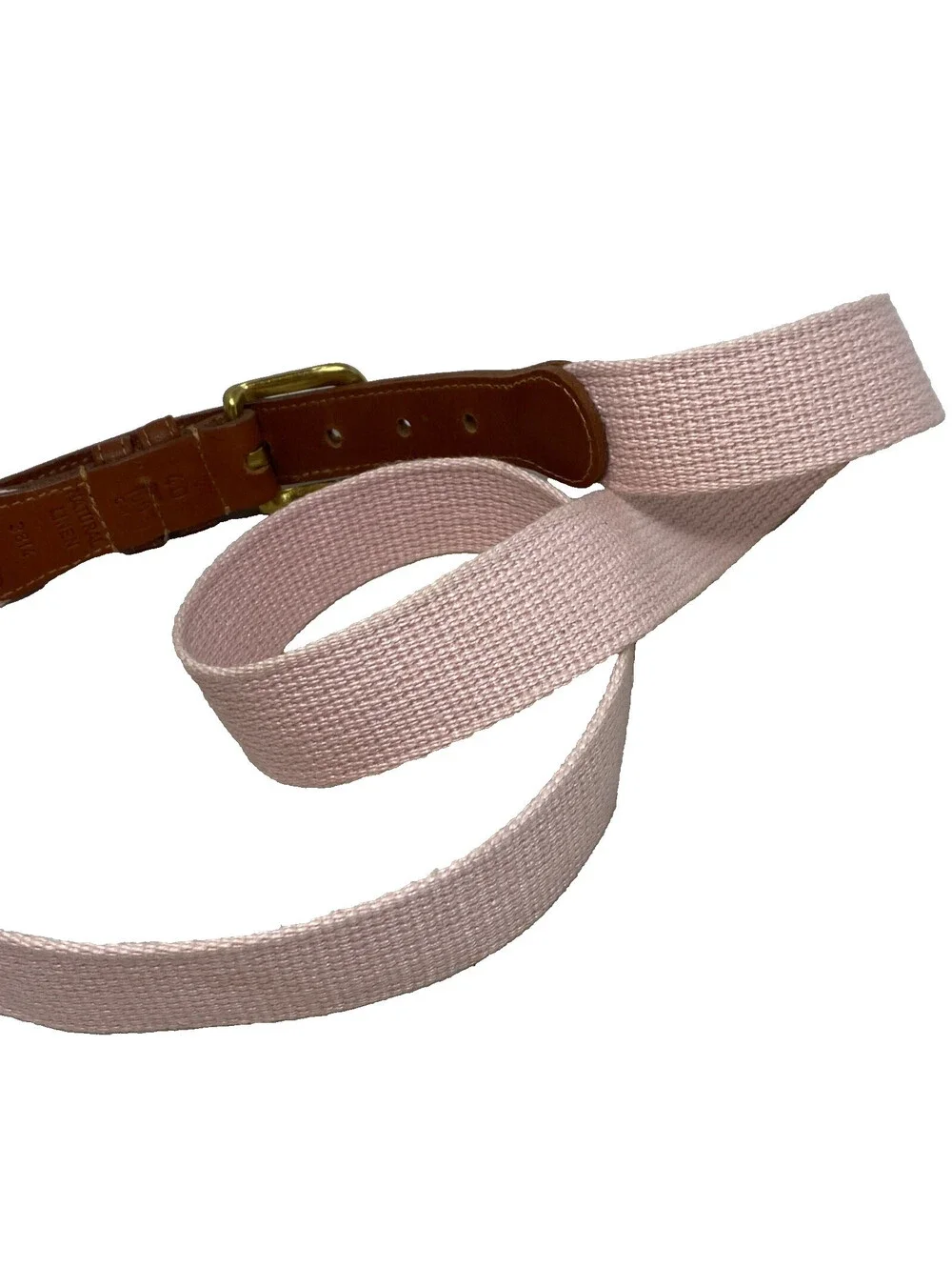 Vintage Coach 3814 Natural Linen Tan Leather Belt Brass Buckle Size 40